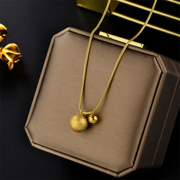 neue matte kleine goldene Kugel runde Perle Schlangenknochenkette personalisierte Titanstahlnetz rot geometrische Halskette Halskette weiblichen Schmuck_voghion.com