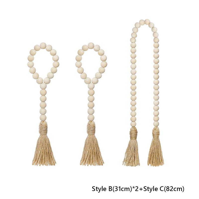 2/3/4/5/6PCS A Set 11.8"-32" Farmhouse Wood Bead Garland With Tassels Rustic Country Decor Prayer Boho Beads Wall Hanging Decor_voghion.com