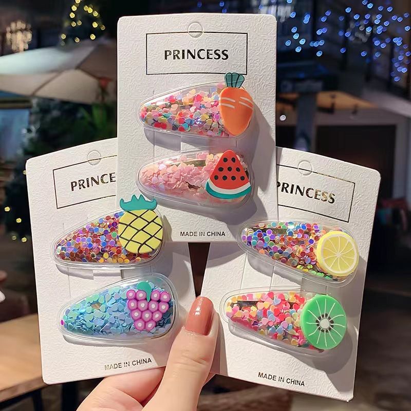 Unisex Kids Quicksand hair clip Hair accessories for girls cartoon don't hurt bangs broken hair clip for girls sweet little clip_voghion.com