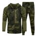 Vêtements pour hommes grande taille costume de sport décontracté pour hommes costume deux pièces costume cardigan camouflage à capuche épissé pour hommes_voghion.com