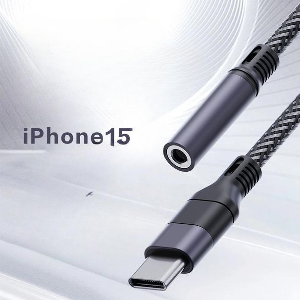 Geeignet für iPhone 15 Telefonadapter Typ-C Android Digital Audio Conversion Kabel Kevlar Weben_voghion.com