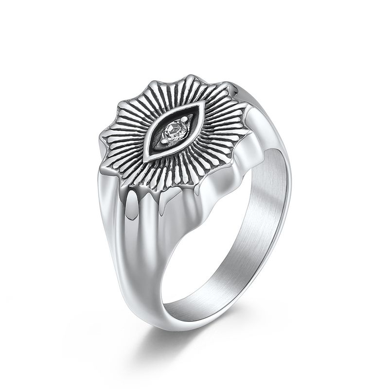 Retro style stainless steel eye men's ring ring niche neutral cold style titanium steel tear eye ring_voghion.com