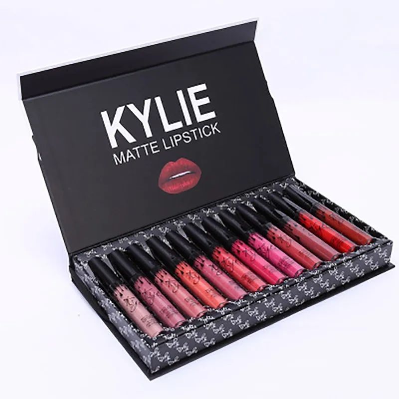 12 stücke/1 satz Matte Lip Gloss Set Wasserdicht Lang Anhaltende Feuchtigkeitsspendende Lippenstift Rohre Frauen Lip Tint Coametic make-up_voghion.com