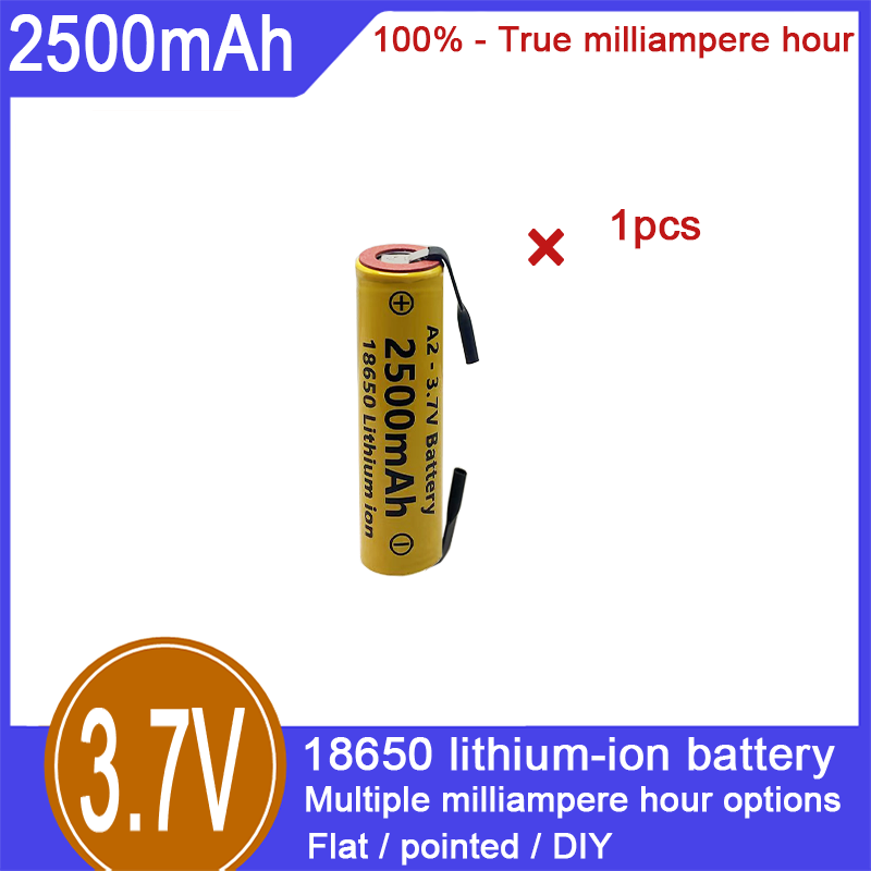 18650 ličio jonų įkraunama baterija, 3,7 V, 2500 mAh, 100 % talpos, tinka elektriniams žaislams, elektroninėms cigaretėms, žibintuvėliams ir kitoms sritims_voghion.com