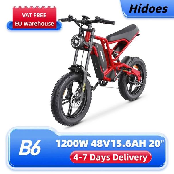 Hidoes B6 Bicicleta elétrica para adultos 1200W, 20" Off Road Mountain Bike com bateria de 48V 15,6Ah Suspensão total_voghion.com