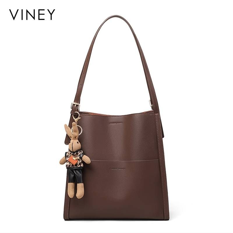 VINEY Bucket Bag Ladies 2025 New Women's Bag Tote Bag Genuine Leather Large Capacity Large Bag Shoulder Commuter Bag_voghion.com