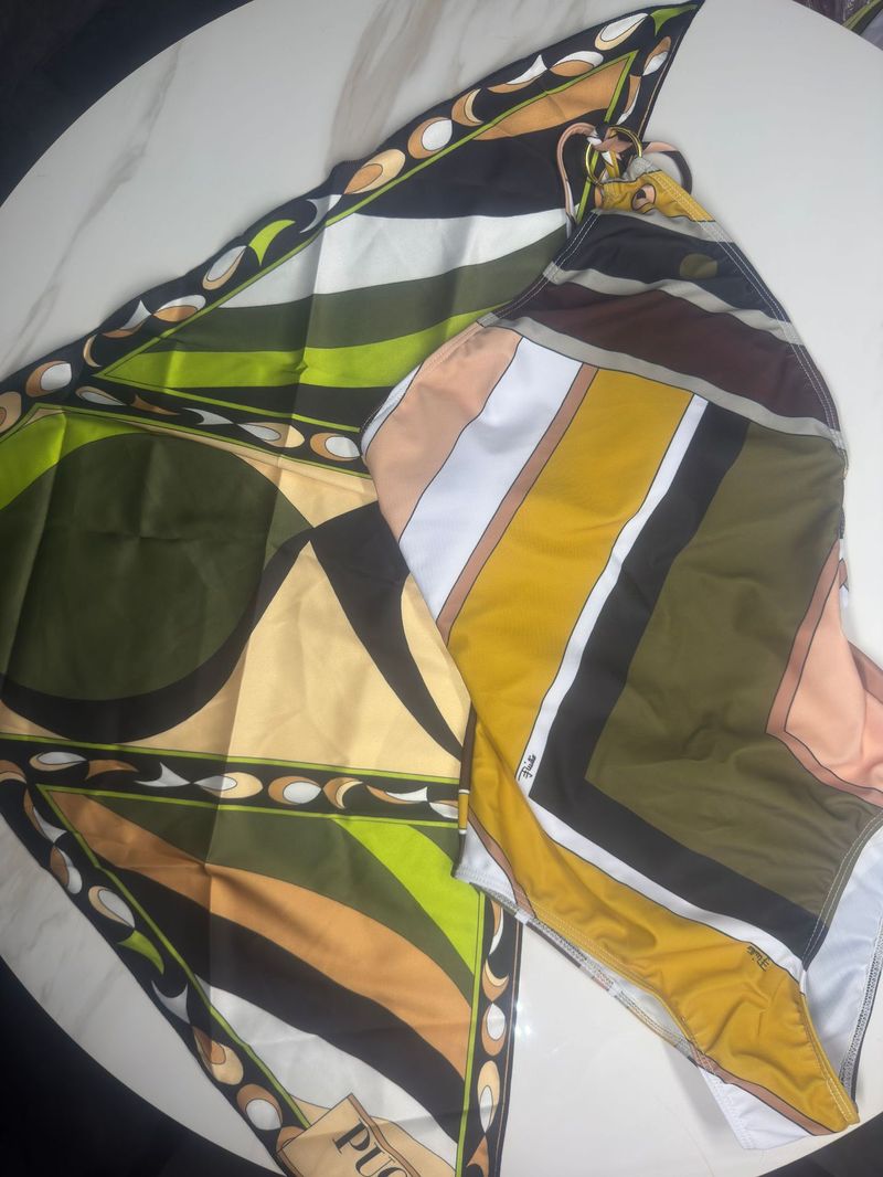 Damski kostium kąpielowy bikini z szalikiem - stylowy strój kąpielowy z szalikiem_voghion.com