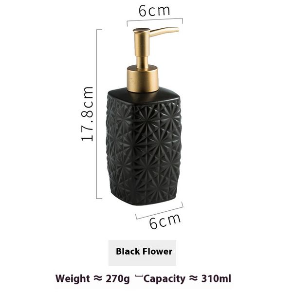 Ceramic Soap Dispenser Set – 4-Piece Minimalist Bathroom Bottles For Hand Soap, Shampoo & Lotion (Matte Black/White, Floral/Dot Design)_voghion.com