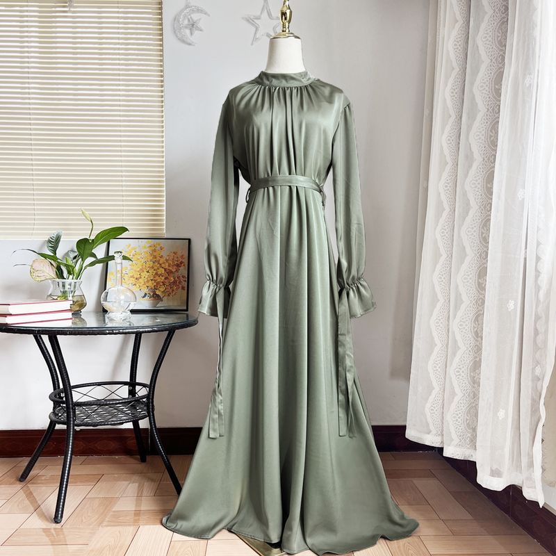 Vêtements pour femmes Robe à bretelles en satin acétate musulmane saoudienne Hui pour femmes Abaya_voghion.com