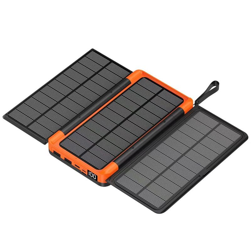 Powerbank 20000mAh Grote Capaciteit Mobiele Powerbank Met Buiten Opvouwbaar Zonnepaneel En Draadloos Opladen Treasure_voghion.com