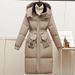 Abbigliamento da donna, cappotto invernale in cotone di grandi dimensioni, lunghezza media, con cappuccio, ampio collo in pelliccia, caldo e largo_voghion.com