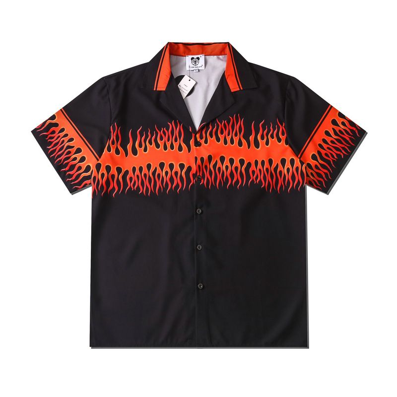 Îmbrăcăminte bărbătească New High Street Flower cardigan de plajă cu mânecă scurtă, portocaliu, cu imprimeu complet, cu flori, pentru bărbați_voghion.com
