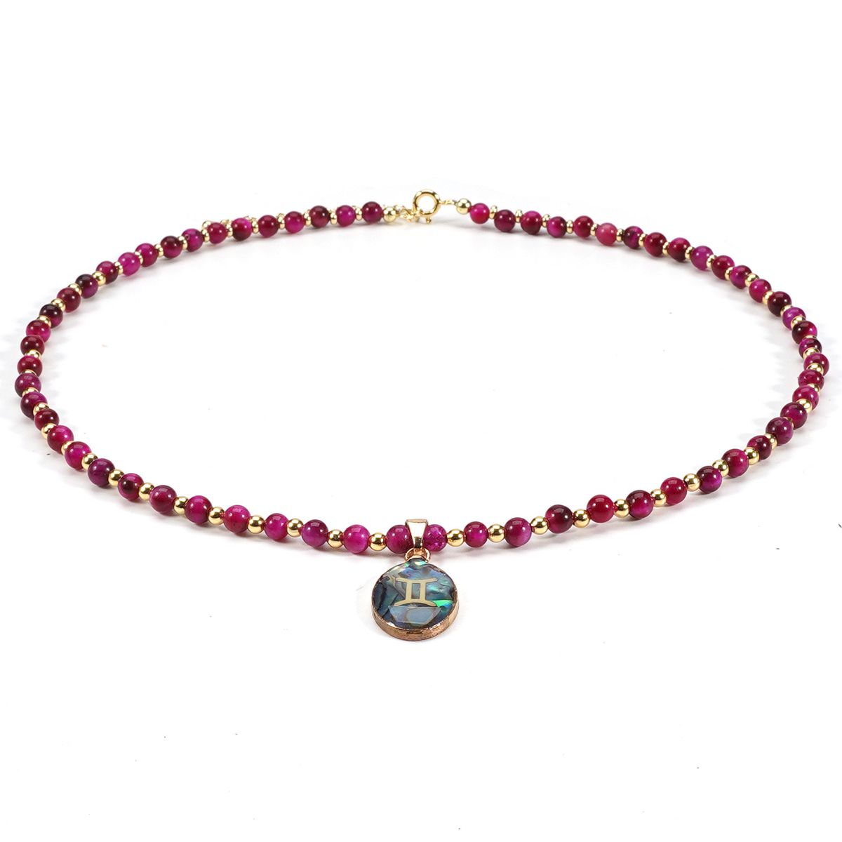 Stjärnbildsnäcka 4 cm Tigeröga sten halsband med naturlig sten nyckelbenskedja enkel nisch_voghion.com