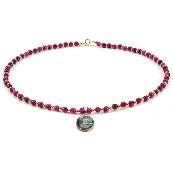 Stjärnbildsnäcka 4 cm Tigeröga sten halsband med naturlig sten nyckelbenskedja enkel nisch_voghion.com