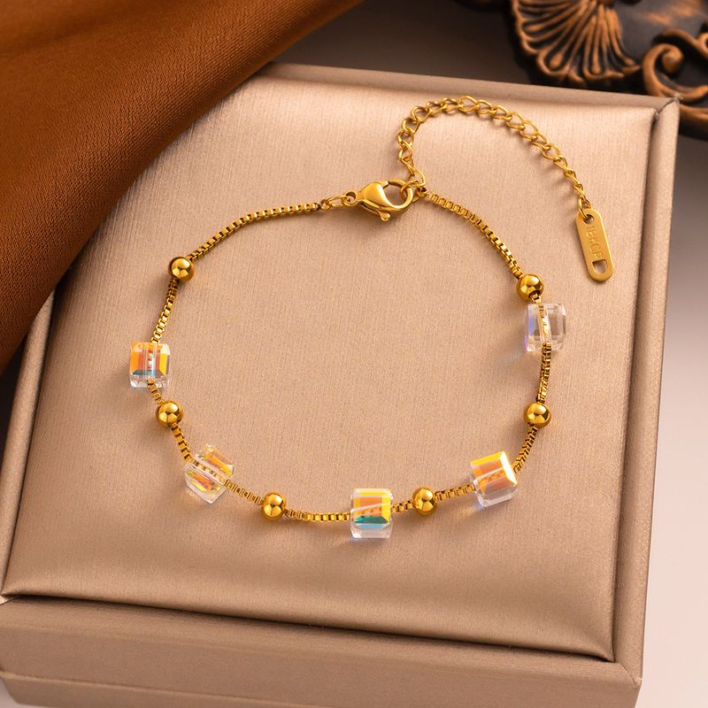 Neue Halskette aus Titanstahl mit quadratischem Kristall und elegantem Kragen, Kette, Modearmband, Schmuck_voghion.com