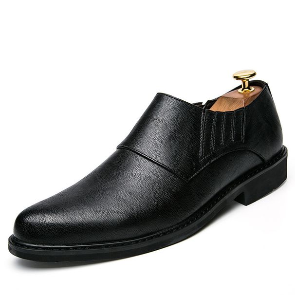 Euro Step British Style Casual Leather Shoes For Men, Business Comfortable Soft Slip-On Thick Sole Men's Shoes, Versatile_voghion.com