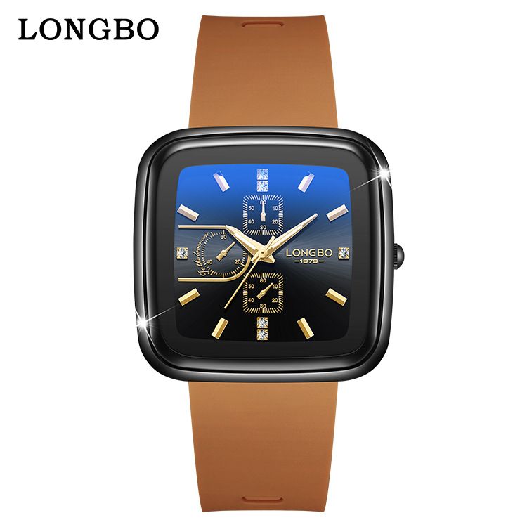 LONGBO New Silicone Tape Watch Square Three Eye Neutral Women's Waterproof Temperament Quartz Watch Silicone_voghion.com
