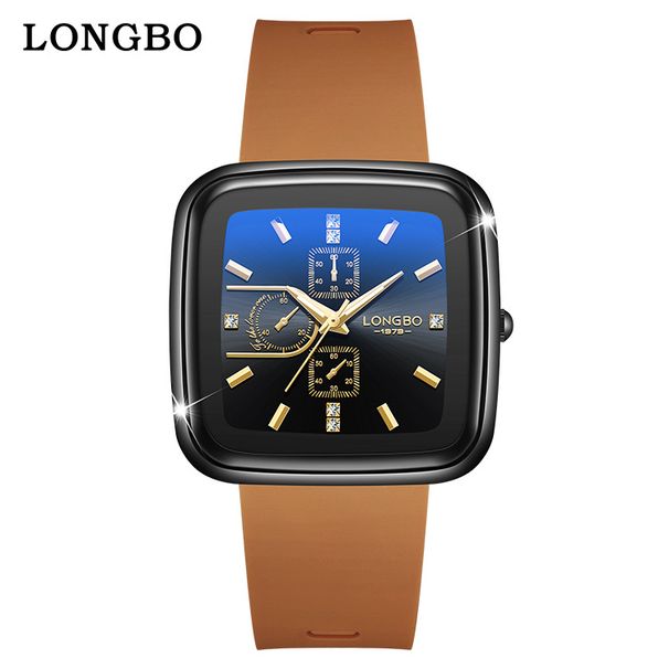 LONGBO New Silicone Tape Watch Square Three Eye Neutral Women's Waterproof Temperament Quartz Watch Silicone_voghion.com