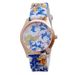 Yamaler Kvinder Flower Print Silicon Band Arabiske Tal Urskive Quartz Armbåndsur_voghion.com