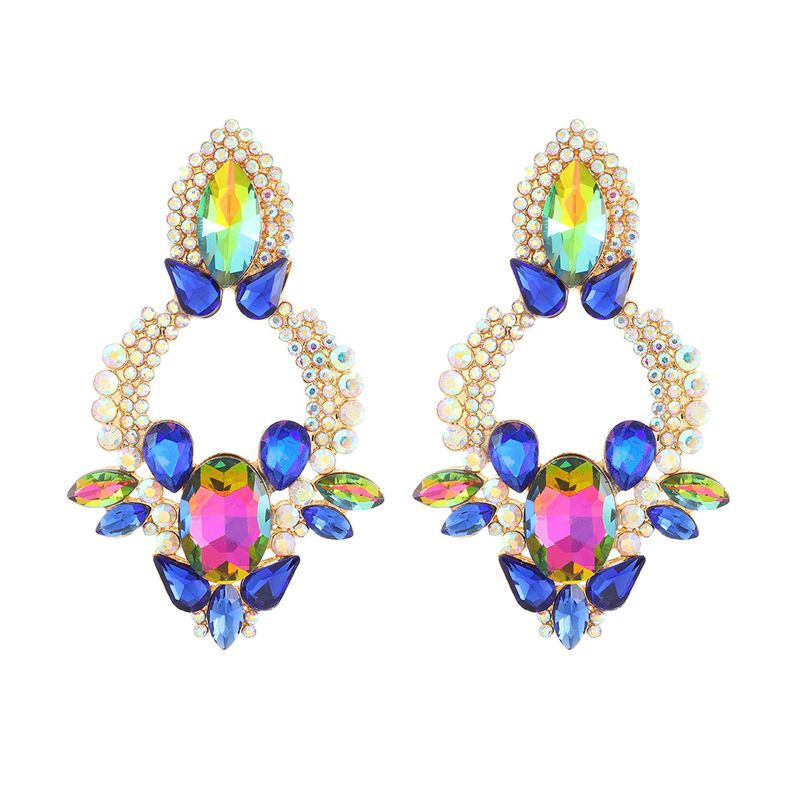 Große Platte Ohrringe Zinklegierung Diamant eingelegt High-End-Ohrringe Modeschmuck_voghion.com