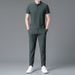 2025 Feel Running Sports Suit For Men Summer Thin Ice Silk Turn-down Collar T-shirt Men's Casual Set_voghion.com