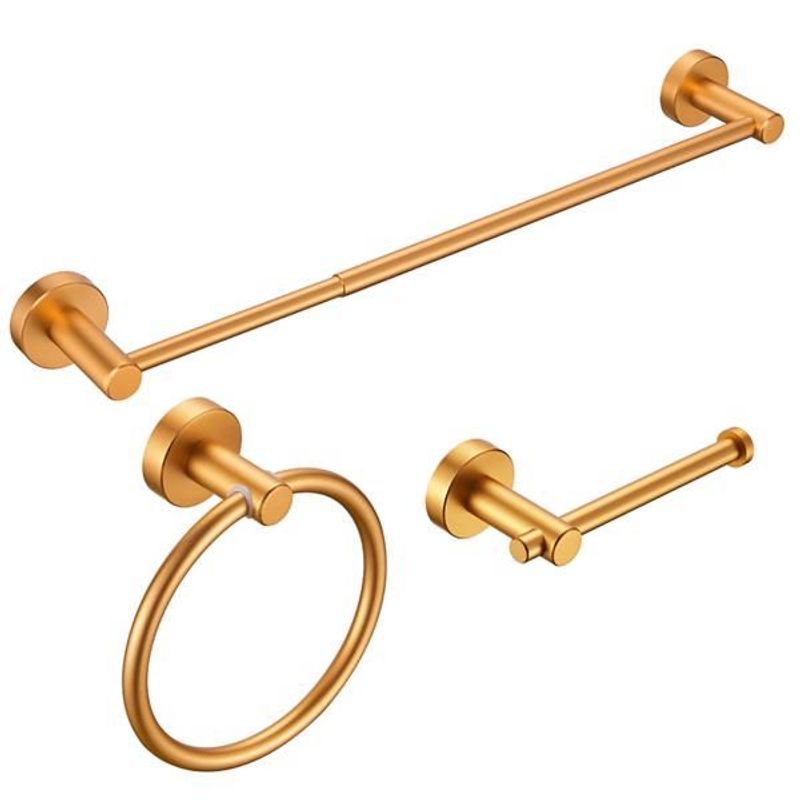 Bathroom Hardware Set; Thicken Space Aluminum 3 PCS Towel Bar Set- Brushed Gold 16-27 Inches Adjustable Bathroom Accessories Set_voghion.com