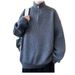 Lockerer, hochgeschlossener Pullover mit halbem Reißverschluss, vielseitiger Retro-Strickpullover für Herren in Unifarben, Strickjacke aus Garn_voghion.com