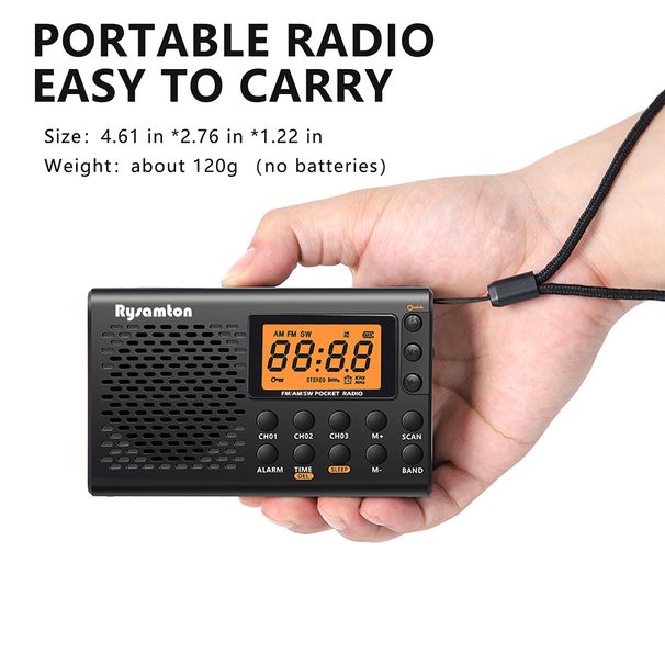 LED portatile AM FM SW digitale display grande schermo stereo radio sveglia cronometro MP3 registratore multifunzionale_voghion.com