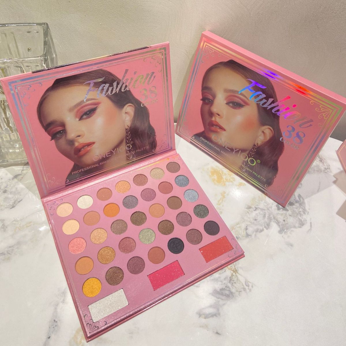 Palette de fards à paupières 38 couleurs, nouvelle collection, motif beauté, fard à joues mat nacré, palette de maquillage intégrée_voghion.com