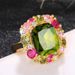 Luxury On The Run Forest Princess, Emerald Square Elegant Ring, Secret Garden Vintage Ring_voghion.com