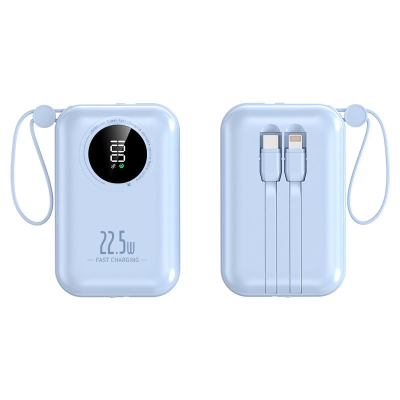 Power Bank da 10000 mAh e 22,5 W con ricarica super rapida e cavo integrato, batteria esterna portatile con display digitale_voghion.com