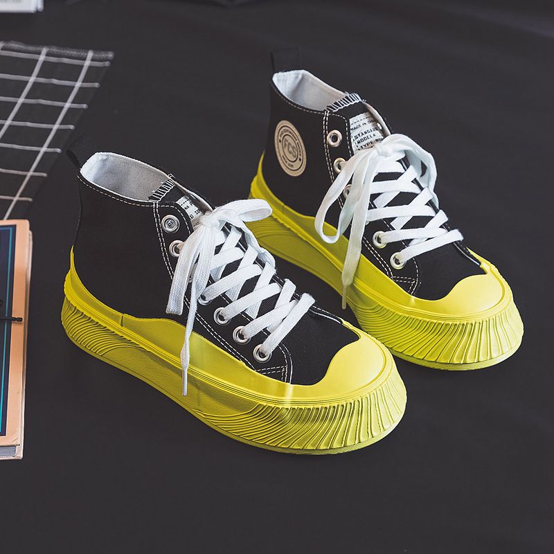 Thick soled high top canvas for women's 2024 new versatile Instagram trendy small white casual board shoes_voghion.com