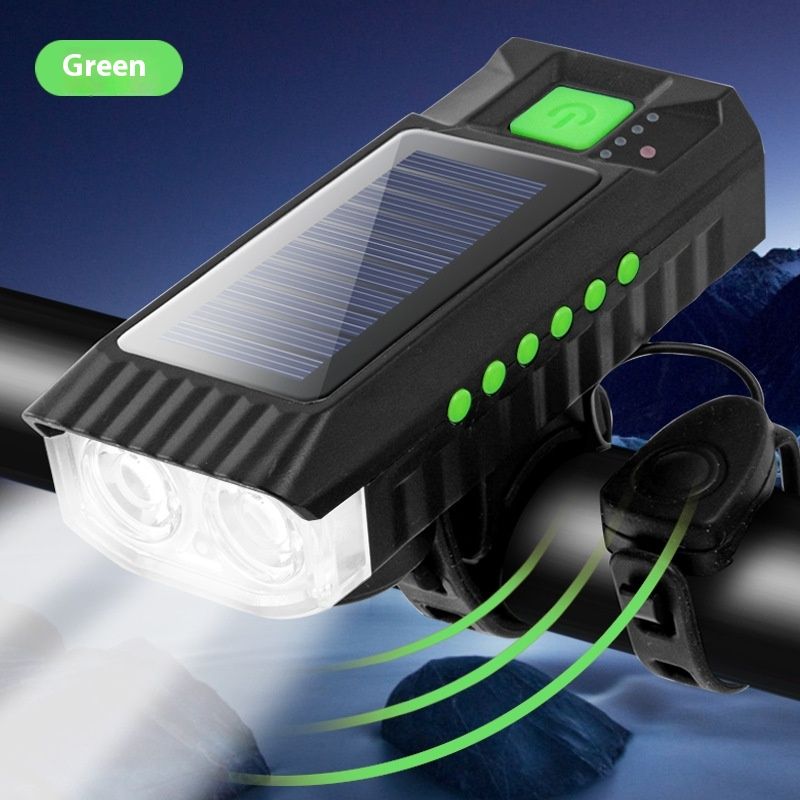Bicycle Front Nighttime Lighting Mountain Road Bike Multi-Function Solar Horn Light Cycling Gear_voghion.com