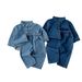 Nuovo set di abbigliamento autunnale coreano per bambini, top da uomo e da donna, abito in denim con maniche, pantaloni lunghi, set da due pezzi_voghion.com