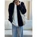 Cleanfit Zip-Up Knit Sweater – Men’s Oversized High-Neck Cardigan, Vintage-Inspired Polyester Blend Loungewear_voghion.com
