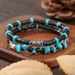 Retro Herren Holzperlen Türkis Armband Kombination Mehrschichtiges Stapelarmband Elastisches Perlenarmband Hip Hop Urlaubsarmband Herren_voghion.com