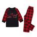 Women's Sleepwears Christmas Parent Child Suit Red And Black Contrast Merry Christmas Print Parent Child Home Clothes_voghion.com