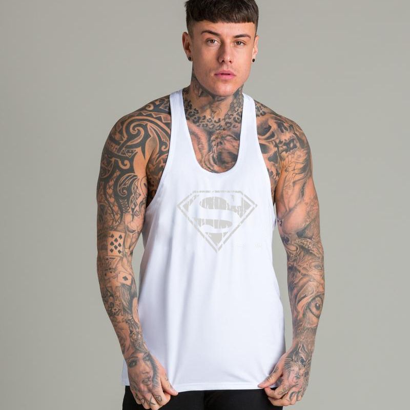 Canotta Superman Captain Print Fitness Racerback Canotta da uomo Bodybuilding professionale Sport Hurdle Sollevamento pesi Canotta_voghion.com