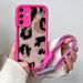 Custodia a catena da polso per Samsung S24 FE S25 Plus Ultra A16 A06 A26 A36 A56 con stampa leopardata e cinturino con cordino per telefono_voghion.com