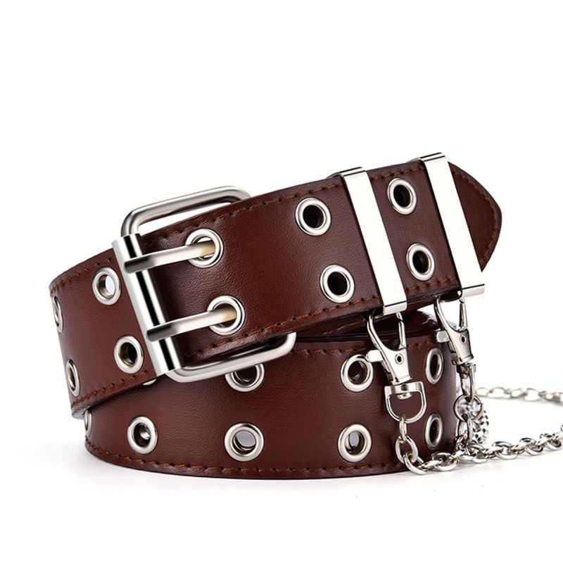 HEIßE Mode Legierung frauen Gürtel Kette für Echtes Leder Neue stil Pin Schnalle Jeans Damen Retro Dekorative Punk_voghion.com