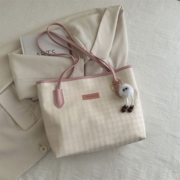 Large Capacity For Women 2024 New Casual Work Commuting Shoulder Bag, Textured College Student Contrasting Tote Bag_voghion.com