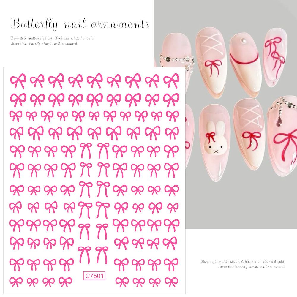 Bowknot Adhesive Nail Stickers - Rose Gold Silver | Small/Large Sizes Bow Decorations For Nails_voghion.com