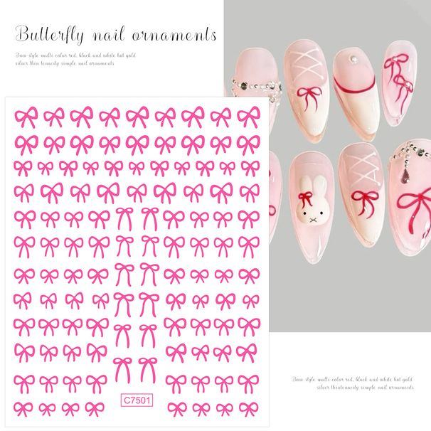 Bowknot Adhesive Nail Stickers - Rose Gold Silver | Small/Large Sizes Bow Decorations For Nails_voghion.com