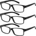 3Pairs Reading Glasses Men - Blue Light Blocking Square Readers With Spring Hinge Anti Eyestrain Eyeglasses_voghion.com