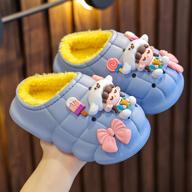 Pantofole per bambini foderate in pile per mamma e bambini - Pantofole invernali antiscivolo per bambini piccoli e ragazzi (da 1 a 11 anni) - Impermeabili e calde per interni ed esterni_voghion.com