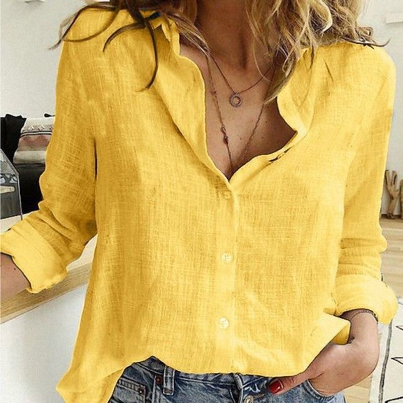 2023 Primavera e Autunno Nuova Camicia Casual a Maniche Lunghe Tinta Unita_voghion.com