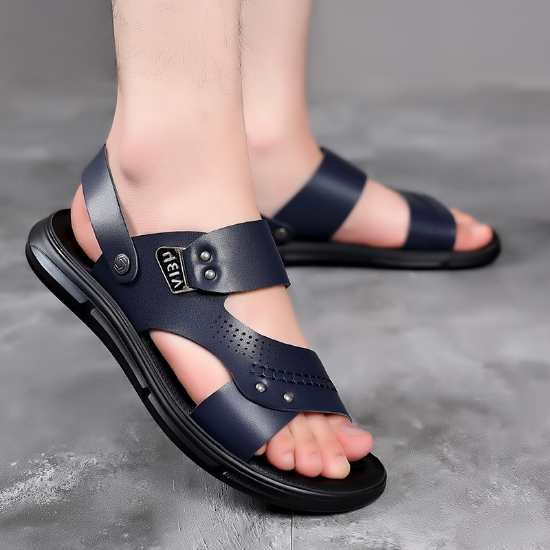 Sandals, Summer Beach Dual Use For Cooling And Dragging, 2025 New Leather Trendy Soft Soled Men's, Casual Non Slip_voghion.com
