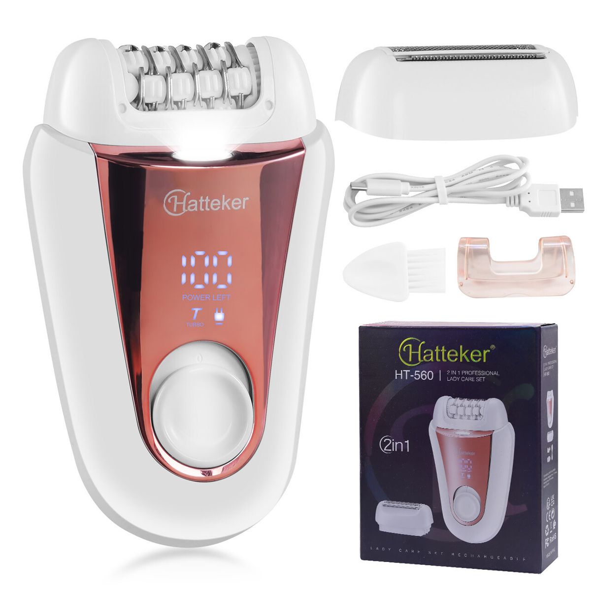 Épilateur électrique Hatteker pour femme, appareil d'épilation pour bras, jambes, bikini_voghion.com