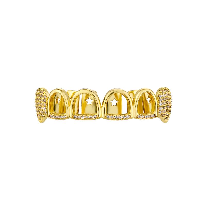 Unisex Schmuck Mode lustige personalisierte falsche Zähne Set Mikro eingelegt mit Zirkonia Punk Stil heißer Cosplay großen Goldzahn Schmuck HIPHOP Zahn_voghion.com