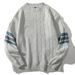 "Herren Grobstrickpullover - Oversize-Zopfmusterpullover mit National Tides-Design (Weiß/Beige/Schwarz/Hellgrau)"_voghion.com